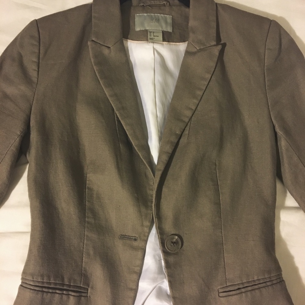 H&M taupe cotton-linen blazer